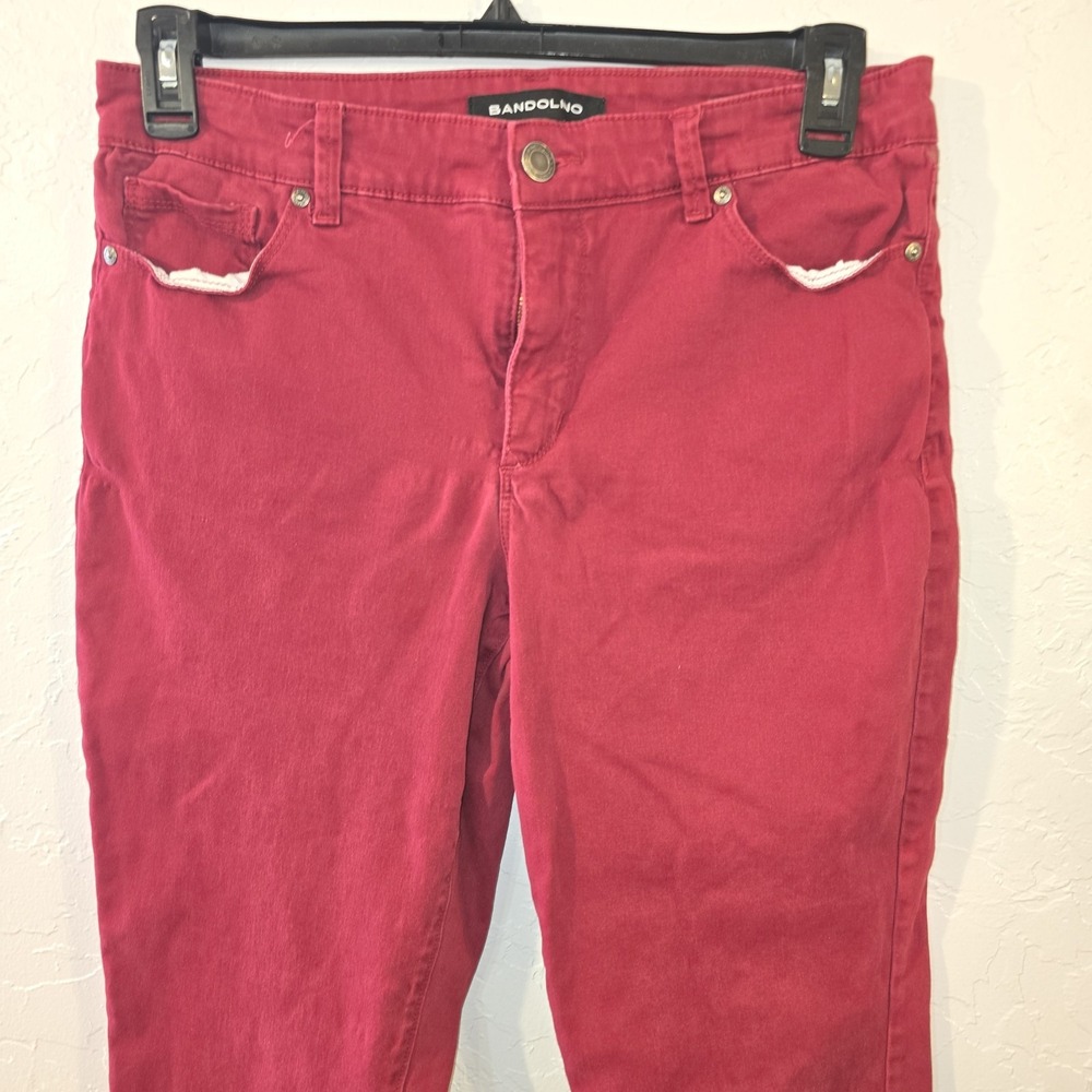 Bandolino Women Amy Red Dark Wash Stretch Straight Fit Jeans Missy Size 10 35x29